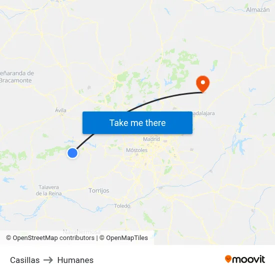 Casillas to Humanes map