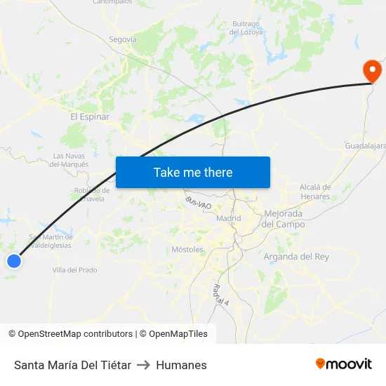 Santa María Del Tiétar to Humanes map