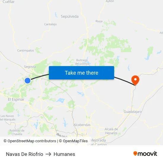 Navas De Riofrío to Humanes map