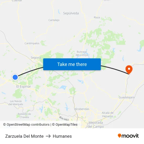 Zarzuela Del Monte to Humanes map