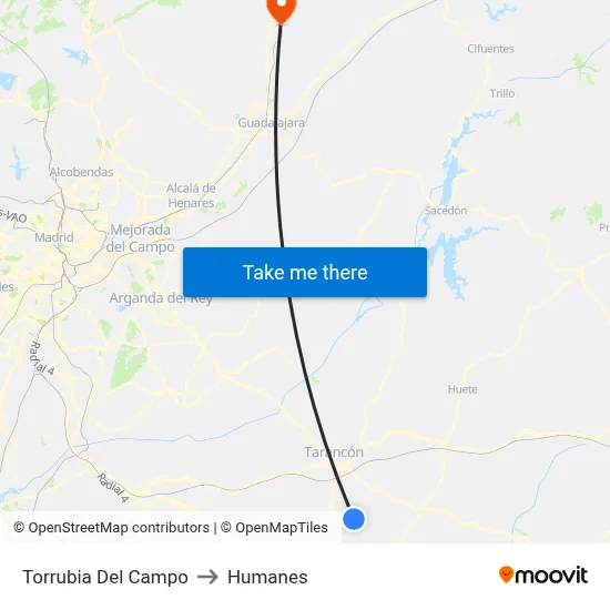 Torrubia Del Campo to Humanes map