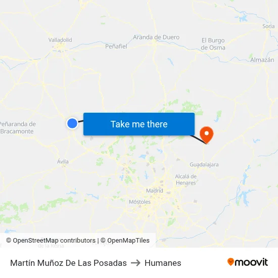 Martín Muñoz De Las Posadas to Humanes map