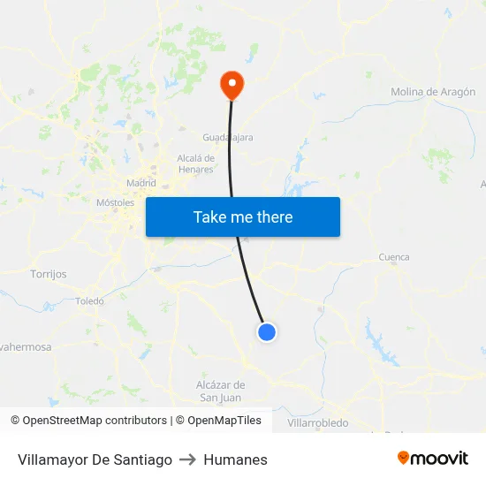 Villamayor De Santiago to Humanes map