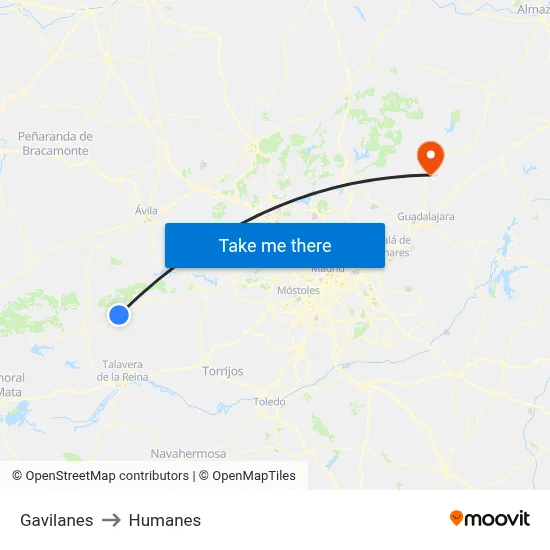 Gavilanes to Humanes map