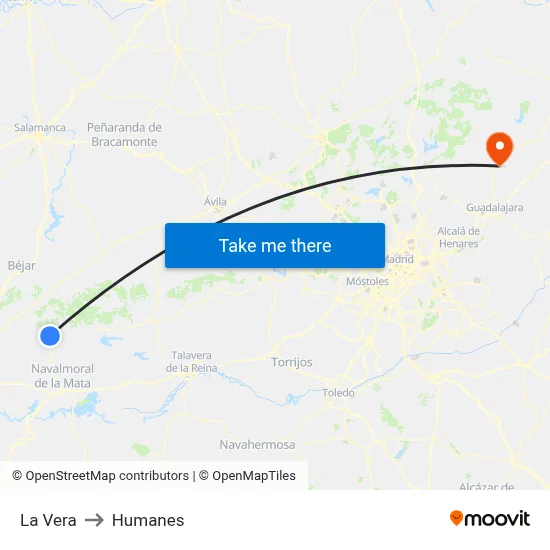 La Vera to Humanes map