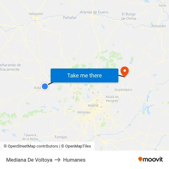 Mediana De Voltoya to Humanes map