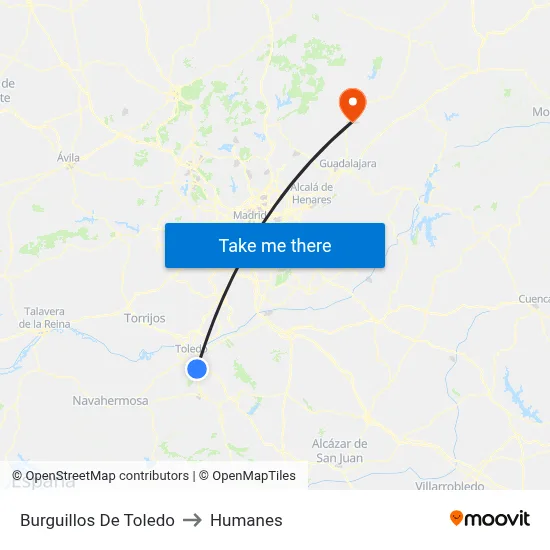 Burguillos De Toledo to Humanes map