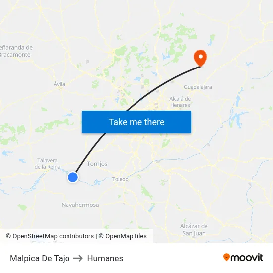 Malpica De Tajo to Humanes map