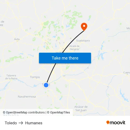 Toledo to Humanes map