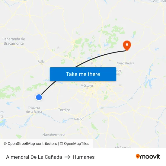 Almendral De La Cañada to Humanes map