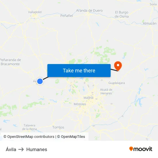 Ávila to Humanes map