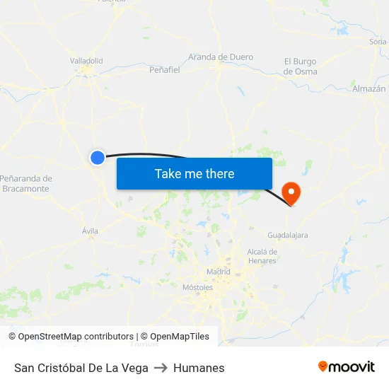 San Cristóbal De La Vega to Humanes map
