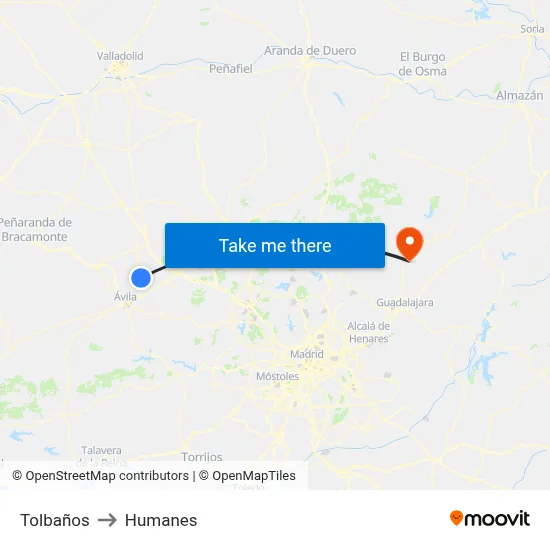 Tolbaños to Humanes map