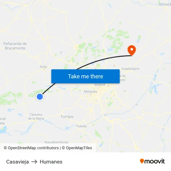 Casavieja to Humanes map