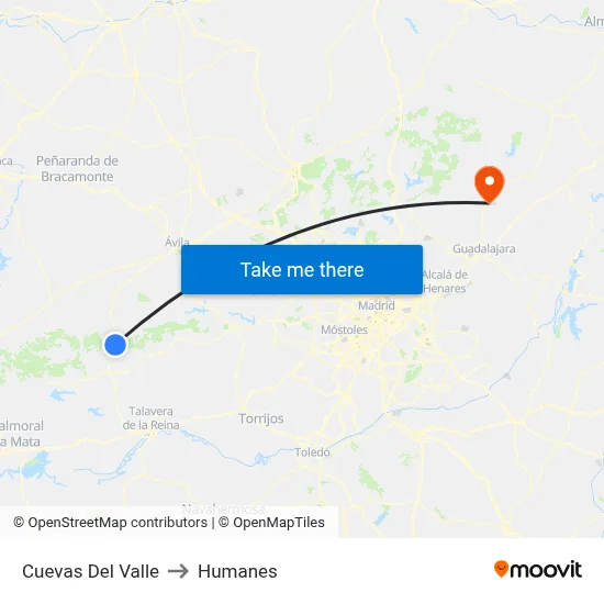 Cuevas Del Valle to Humanes map