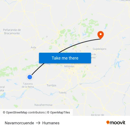 Navamorcuende to Humanes map