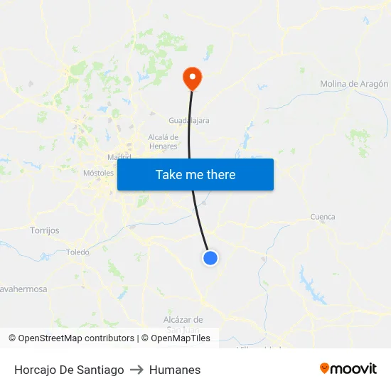Horcajo De Santiago to Humanes map