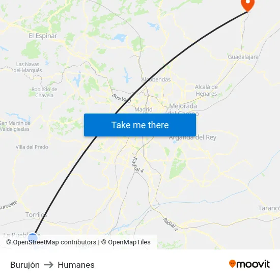 Burujón to Humanes map