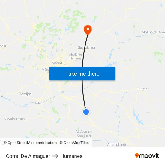 Corral De Almaguer to Humanes map