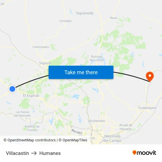 Villacastín to Humanes map