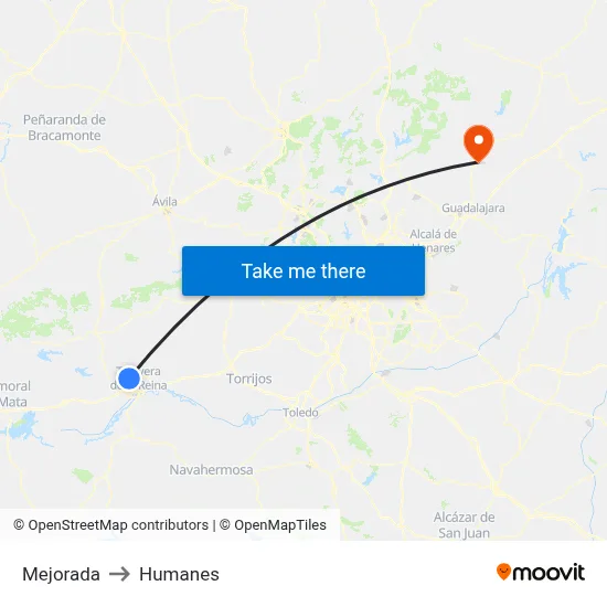 Mejorada to Humanes map