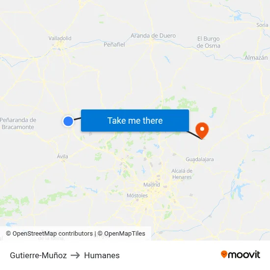 Gutierre-Muñoz to Humanes map