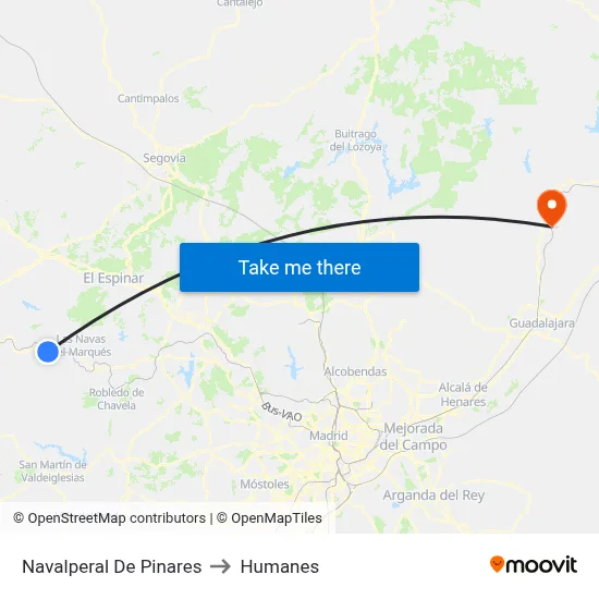 Navalperal De Pinares to Humanes map