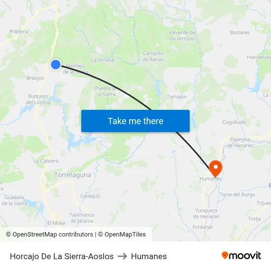 Horcajo De La Sierra-Aoslos to Humanes map