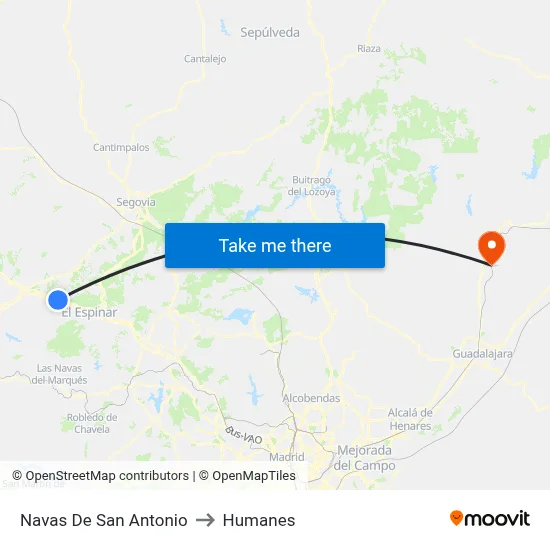 Navas De San Antonio to Humanes map