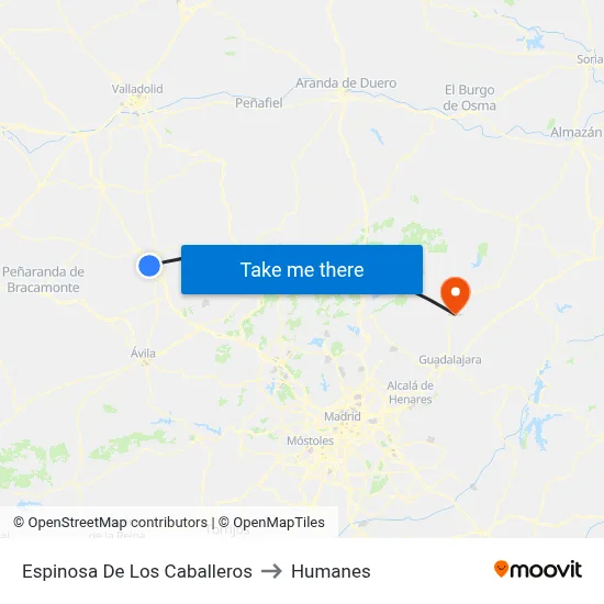 Espinosa De Los Caballeros to Humanes map