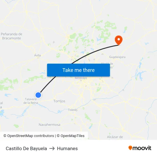 Castillo De Bayuela to Humanes map