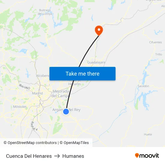 Cuenca Del Henares to Humanes map