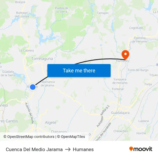 Cuenca Del Medio Jarama to Humanes map