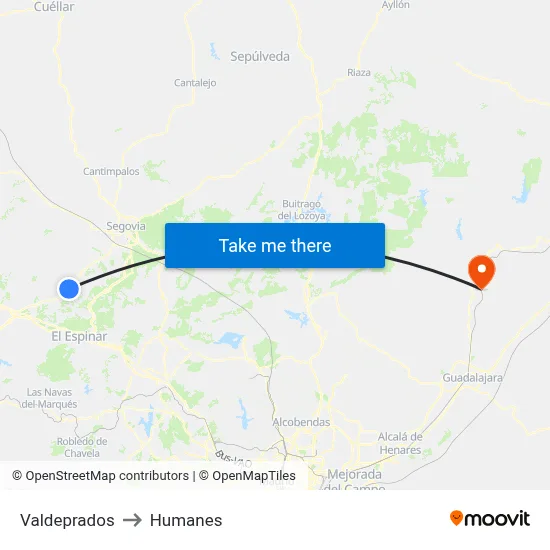Valdeprados to Humanes map