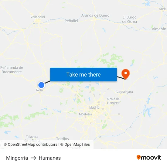 Mingorría to Humanes map