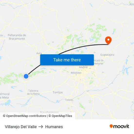 Villarejo Del Valle to Humanes map