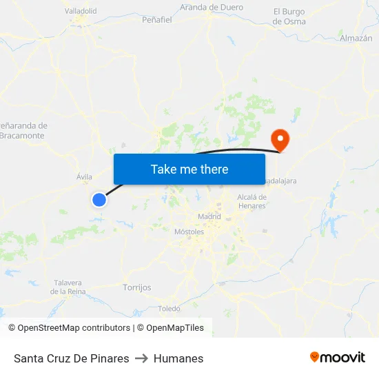 Santa Cruz De Pinares to Humanes map