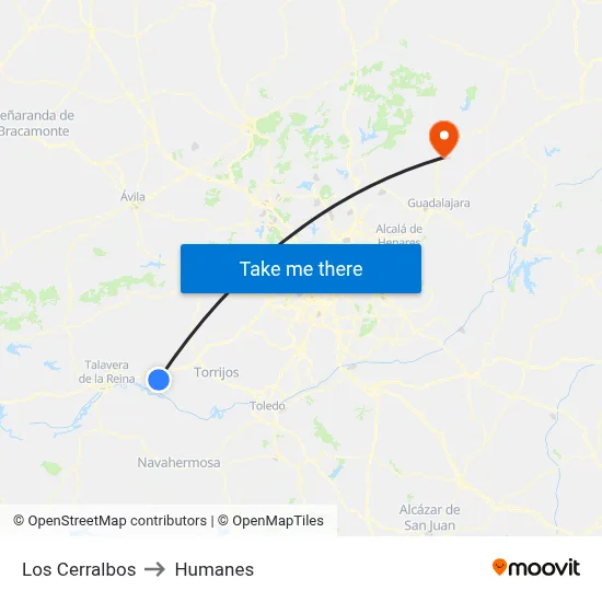 Los Cerralbos to Humanes map