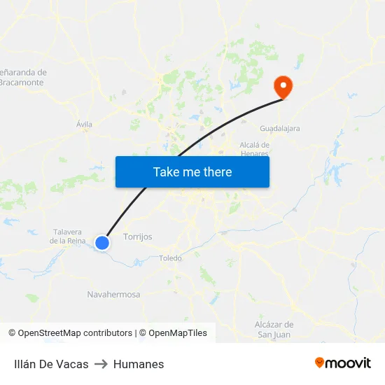 Illán De Vacas to Humanes map