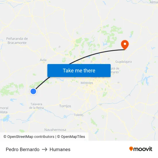 Pedro Bernardo to Humanes map