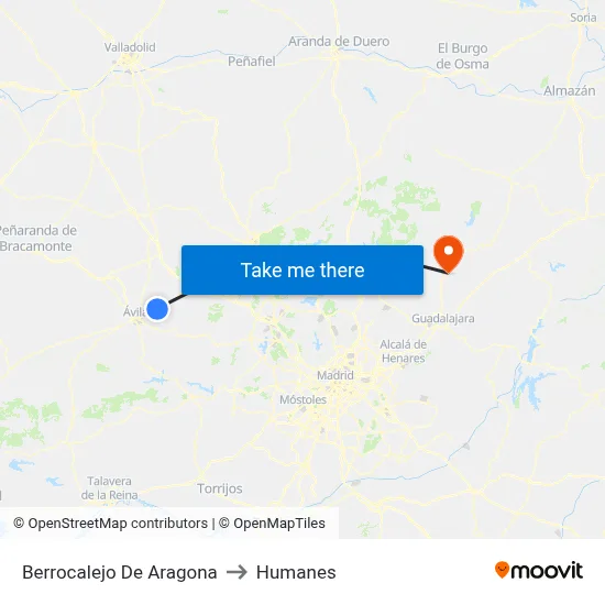 Berrocalejo De Aragona to Humanes map