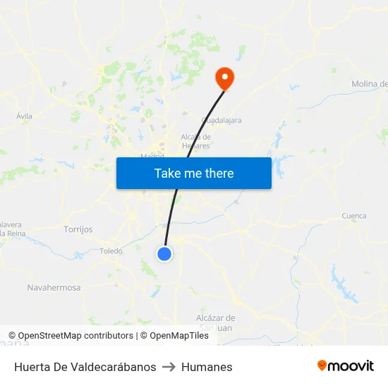 Huerta De Valdecarábanos to Humanes map