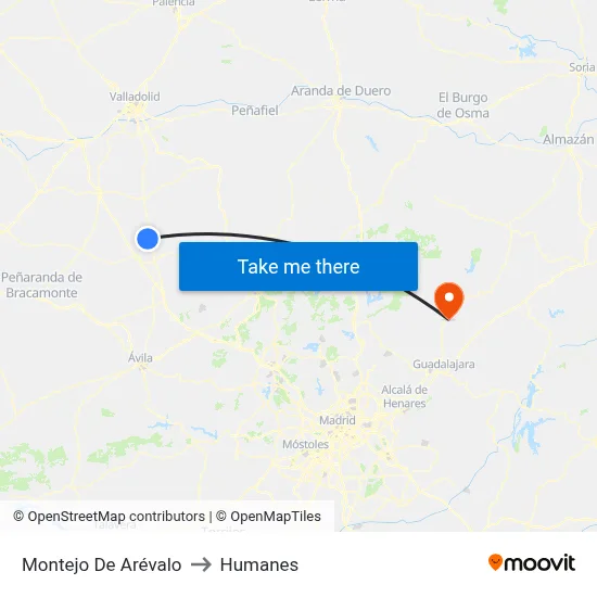 Montejo De Arévalo to Humanes map