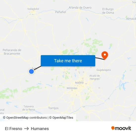 El Fresno to Humanes map