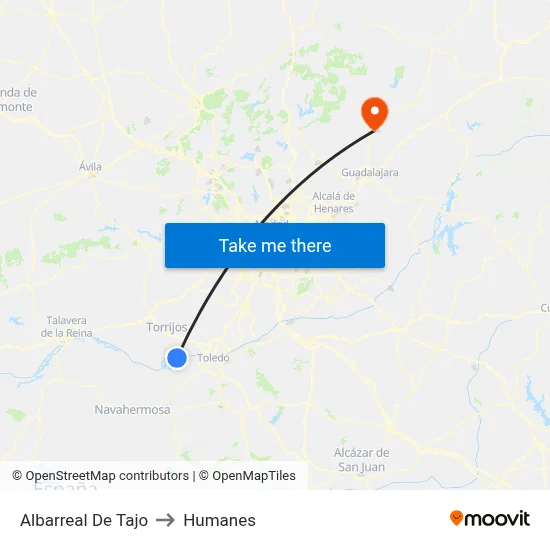 Albarreal De Tajo to Humanes map