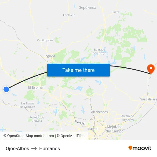 Ojos-Albos to Humanes map