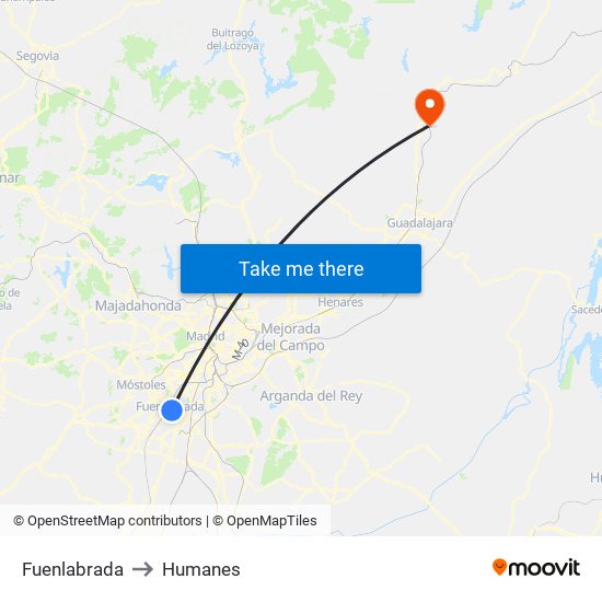 Fuenlabrada to Humanes map