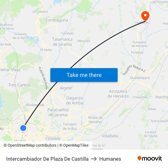 Intercambiador De Plaza De Castilla to Humanes map
