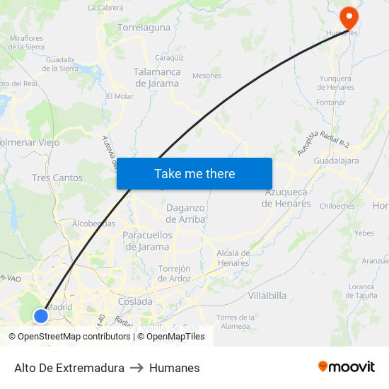 Alto De Extremadura to Humanes map