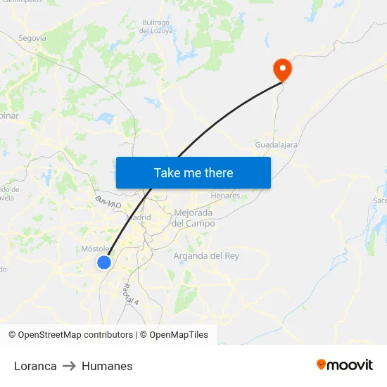 Loranca to Humanes map
